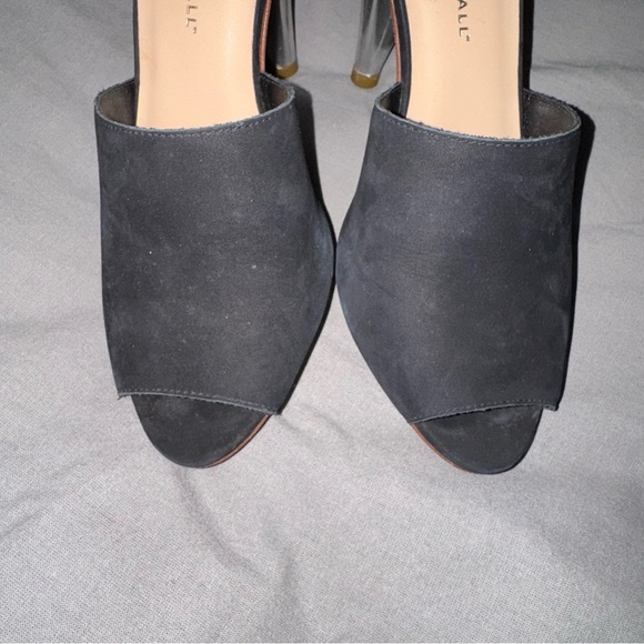 Rare Loeffler Randall Black Tan Leather Suede METAL Heels Sandals Shoes 8.5 - Picture 4 of 9